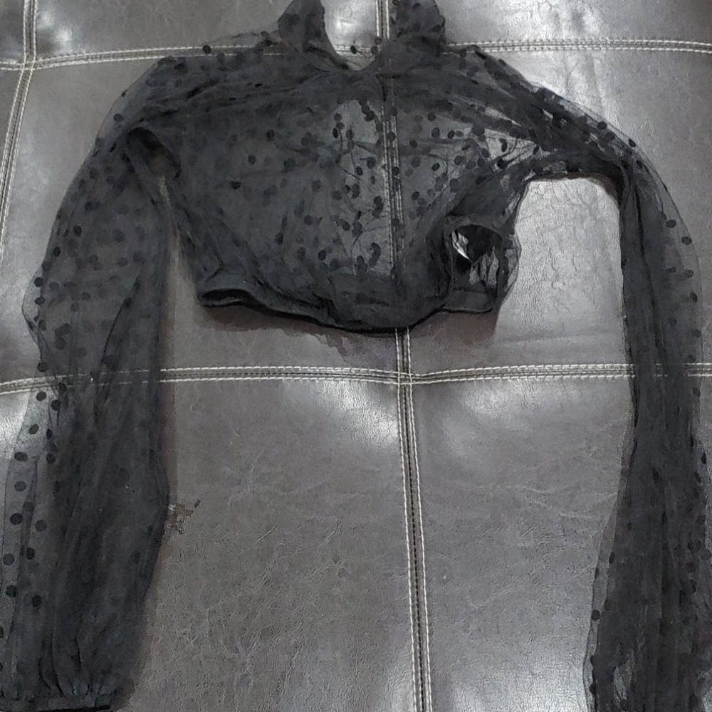 Black mesh crop top